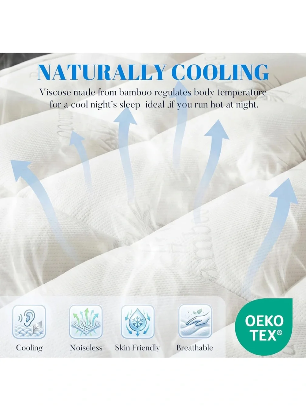 100% waterproof queen size mattress topper viscose made from bamboo pillow
